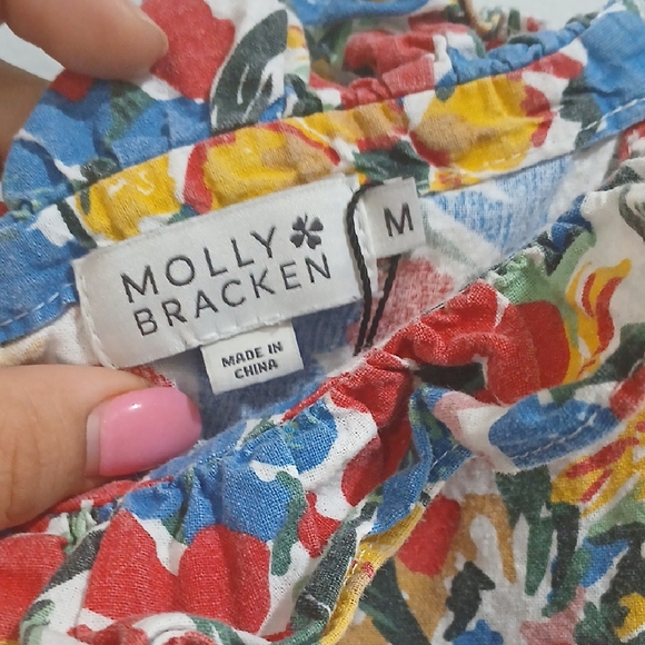 Molly Bracken Strapless Floral Dress - Red, Yellow, Blue Pre-owned Sz M - Picture 2 of 13